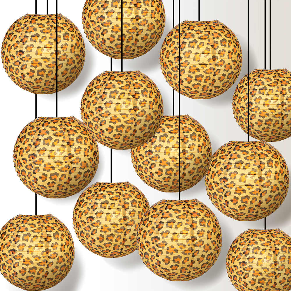 12 PACK | 14" Cheetah Print Paper Lantern - PaperLanternStore.com - Paper Lanterns, Decor, Party Lights & More