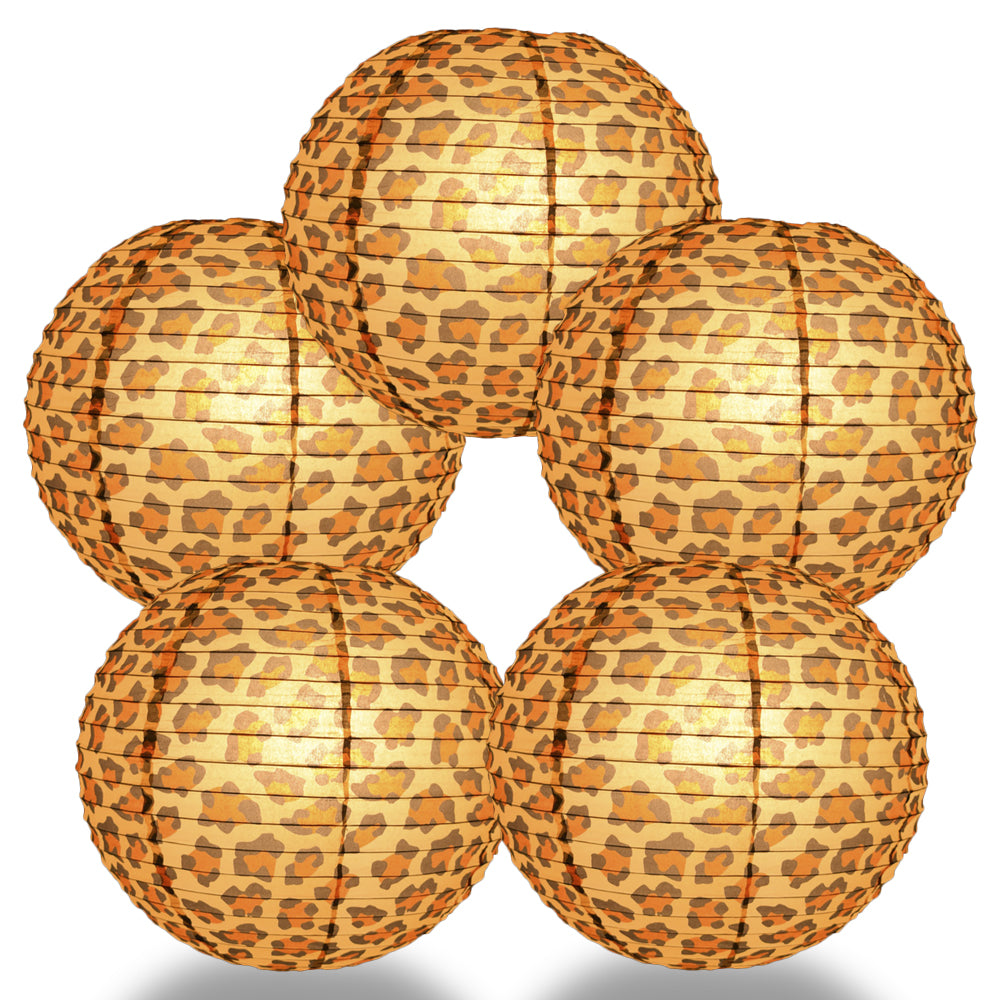 5 PACK | 14" Cheetah Print Paper Lantern - PaperLanternStore.com - Paper Lanterns, Decor, Party Lights & More