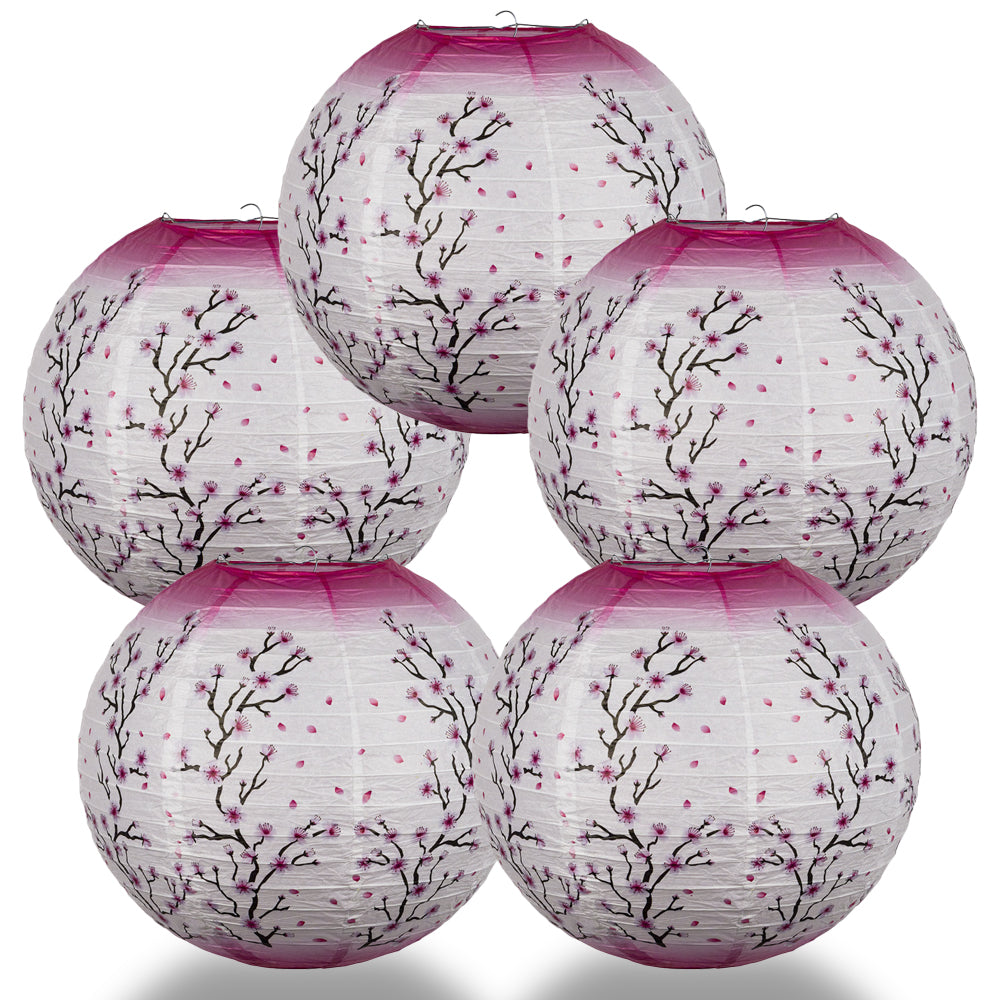 14" Pink Cherry Blossom Tree Japanese Paper Lantern On Sale