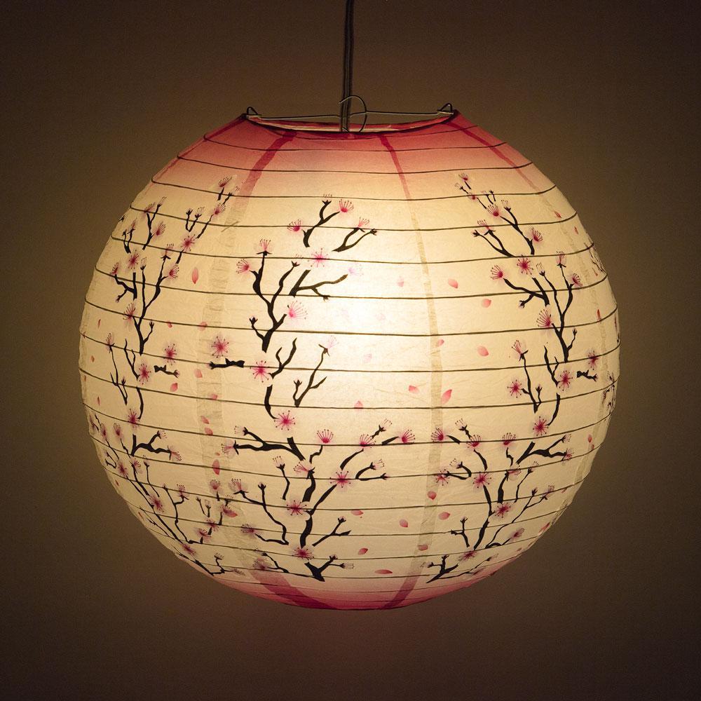14" Pink Cherry Blossom Tree Japanese Paper Lantern - PaperLanternStore.com - Paper Lanterns, Decor, Party Lights & More