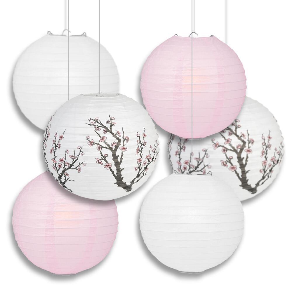 16&quot; Cherry Blossom Sakura 6pc Paper Lantern Party Pack
