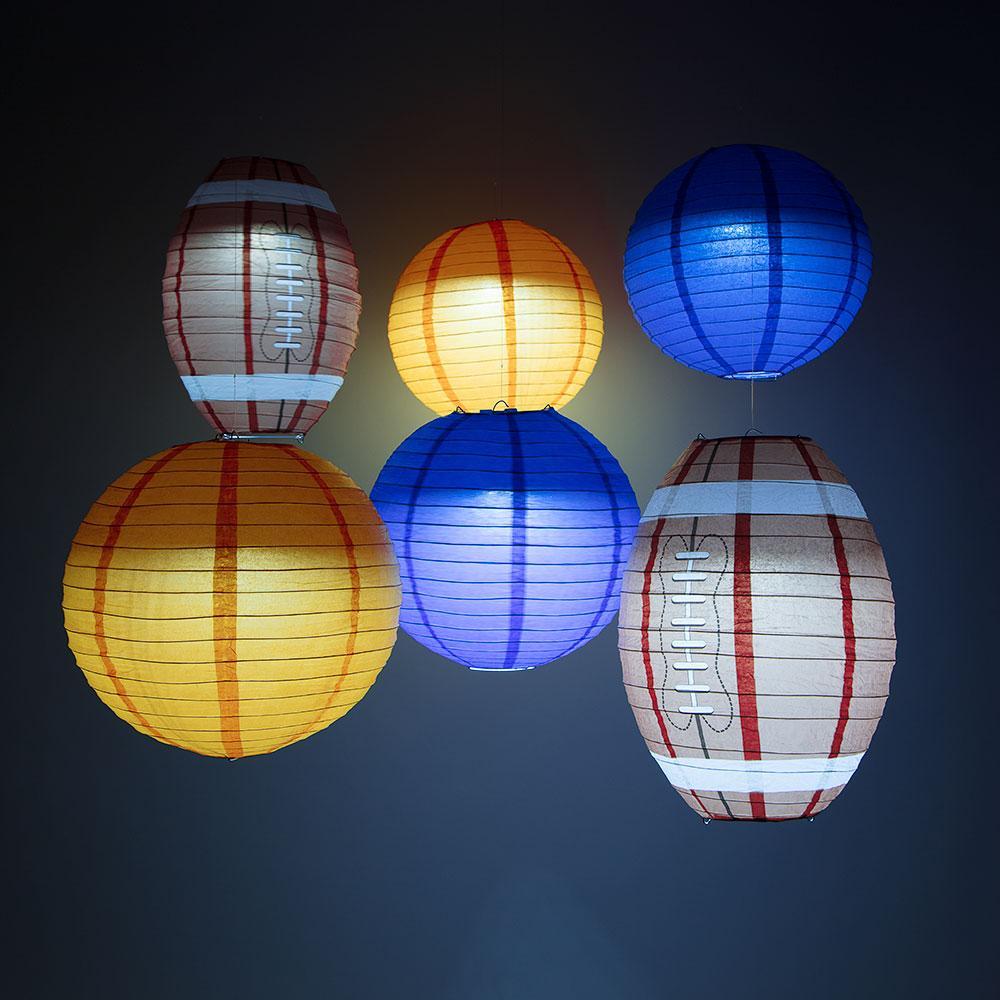 Chicago Pro Football Paper Lanterns 6pc Combo Tailgating Party Pack (Orange/Navy)  - by PaperLanternStore.com - Paper Lanterns, Decor, Party Lights &amp; More