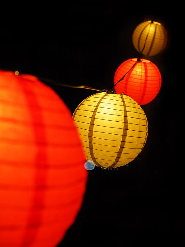 Paper Lantern String 8 Inch Chinese New Year Red and Gold Paper Lantern String Light COMBO ...