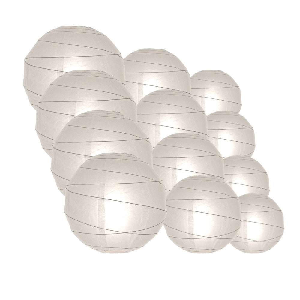 12-PC White Paper Lantern Chinese Hanging Wedding &amp; Party Assorted Decoration Set, 12/10/8-Inch - PaperLanternStore.com - Paper Lanterns, Decor, Party Lights &amp; More