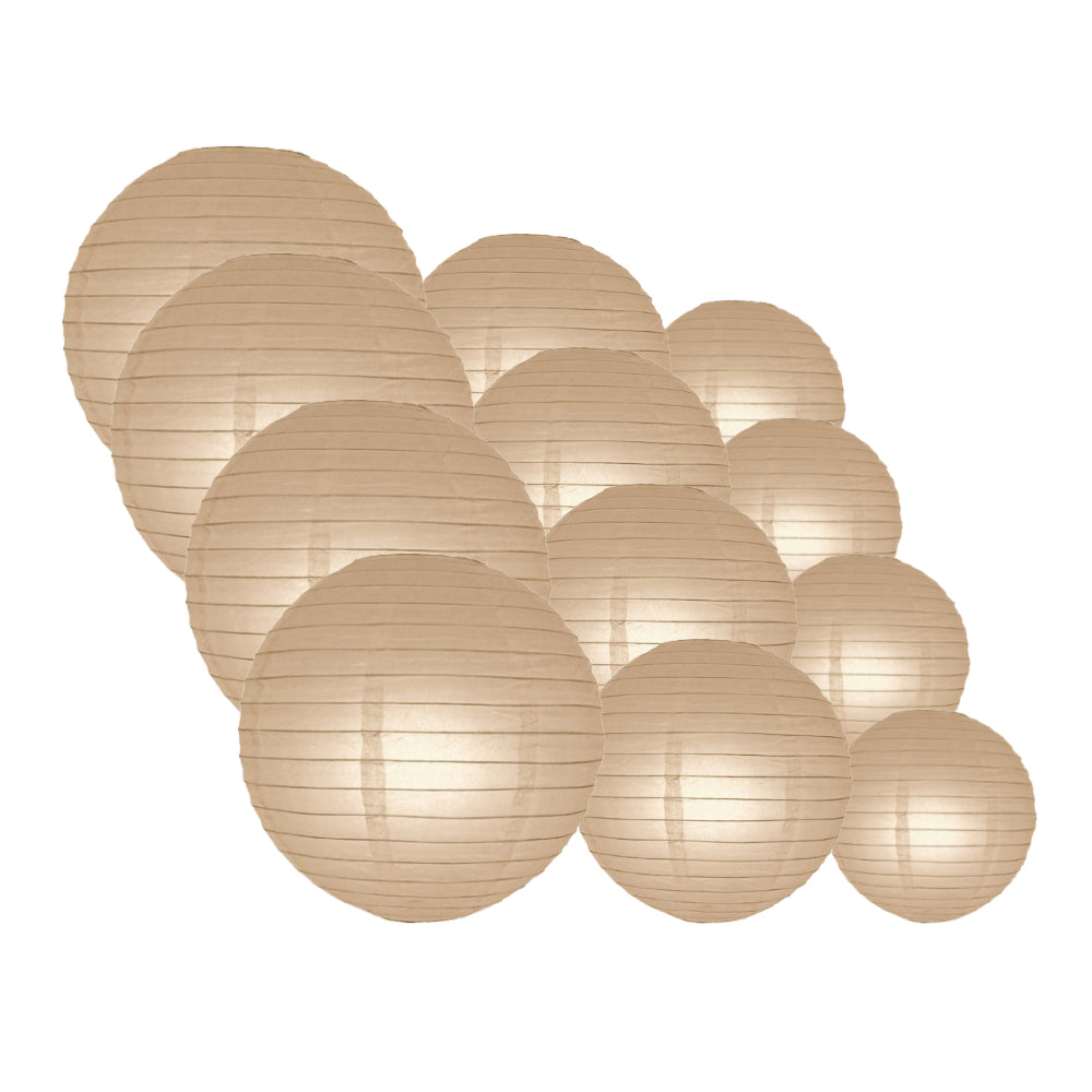 12-PC Dusty Sand Rose Paper Lantern Chinese Hanging Wedding &amp; Party Assorted Decoration Set, 12/10/8-Inch - PaperLanternStore.com - Paper Lanterns, Decor, Party Lights &amp; More