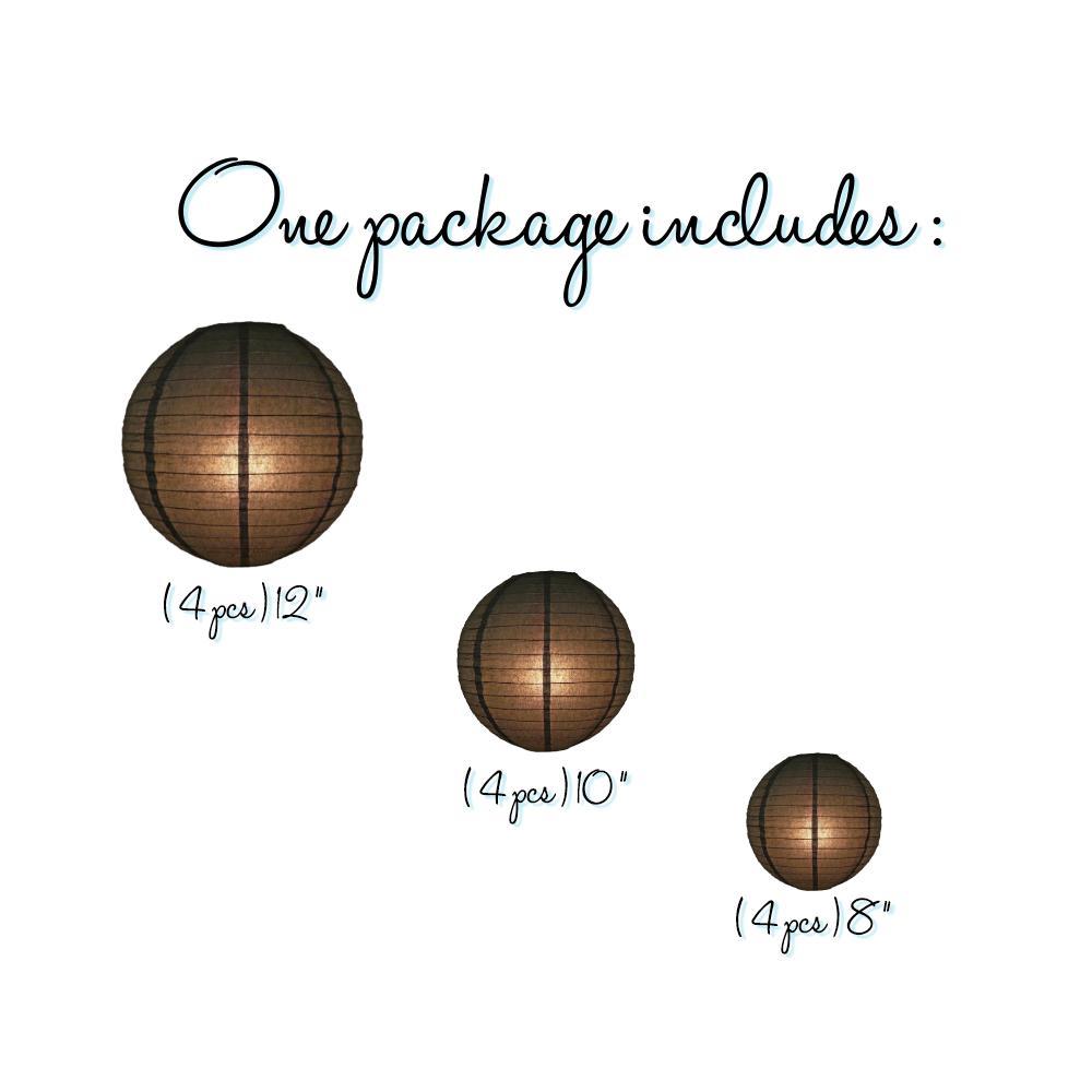 12-PC Black Paper Lantern Chinese Hanging Wedding &amp; Party Assorted Decoration Set, 12/10/8-Inch - PaperLanternStore.com - Paper Lanterns, Decor, Party Lights &amp; More