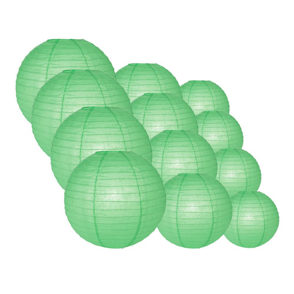 12-PC Cool Mint Green Paper Lantern Chinese Hanging Wedding &amp; Party Assorted Decoration Set, 12/10/8-Inch - PaperLanternStore.com - Paper Lanterns, Decor, Party Lights &amp; More