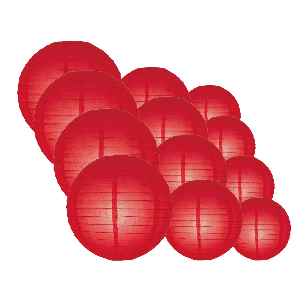 12-PC Red Paper Lantern Chinese Hanging Wedding &amp; Party Assorted Decoration Set, 12/10/8-Inch - PaperLanternStore.com - Paper Lanterns, Decor, Party Lights &amp; More