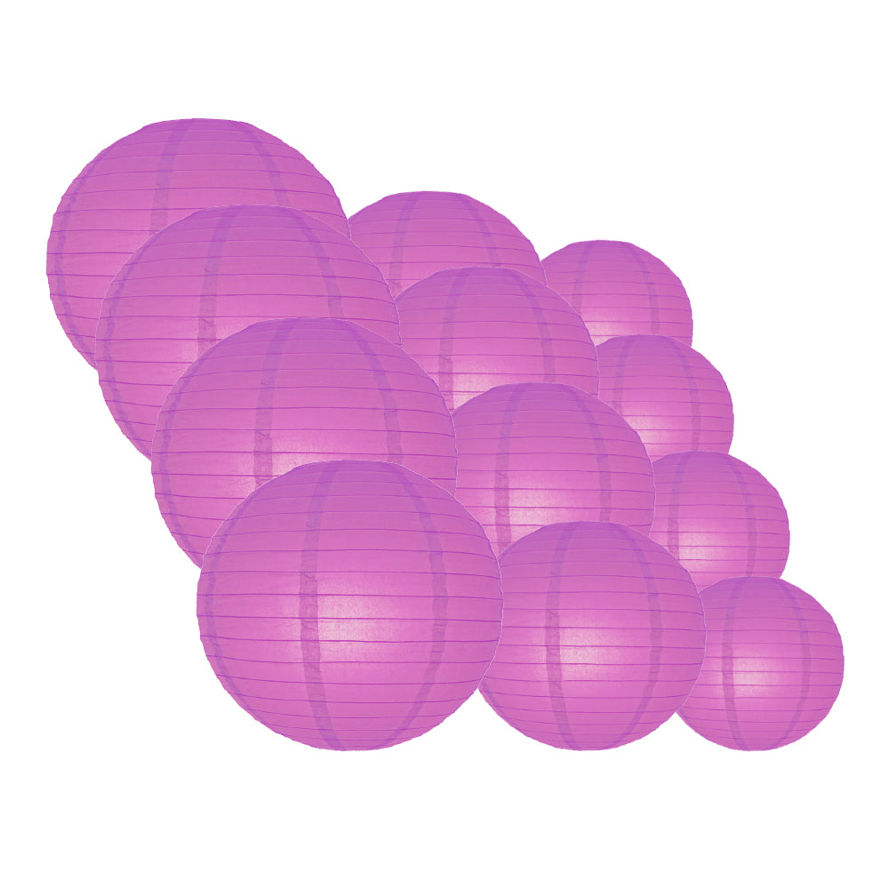 12-PC Violet / Orchid Paper Lantern Chinese Hanging Wedding &amp; Party Assorted Decoration Set, 12/10/8-Inch - PaperLanternStore.com - Paper Lanterns, Decor, Party Lights &amp; More
