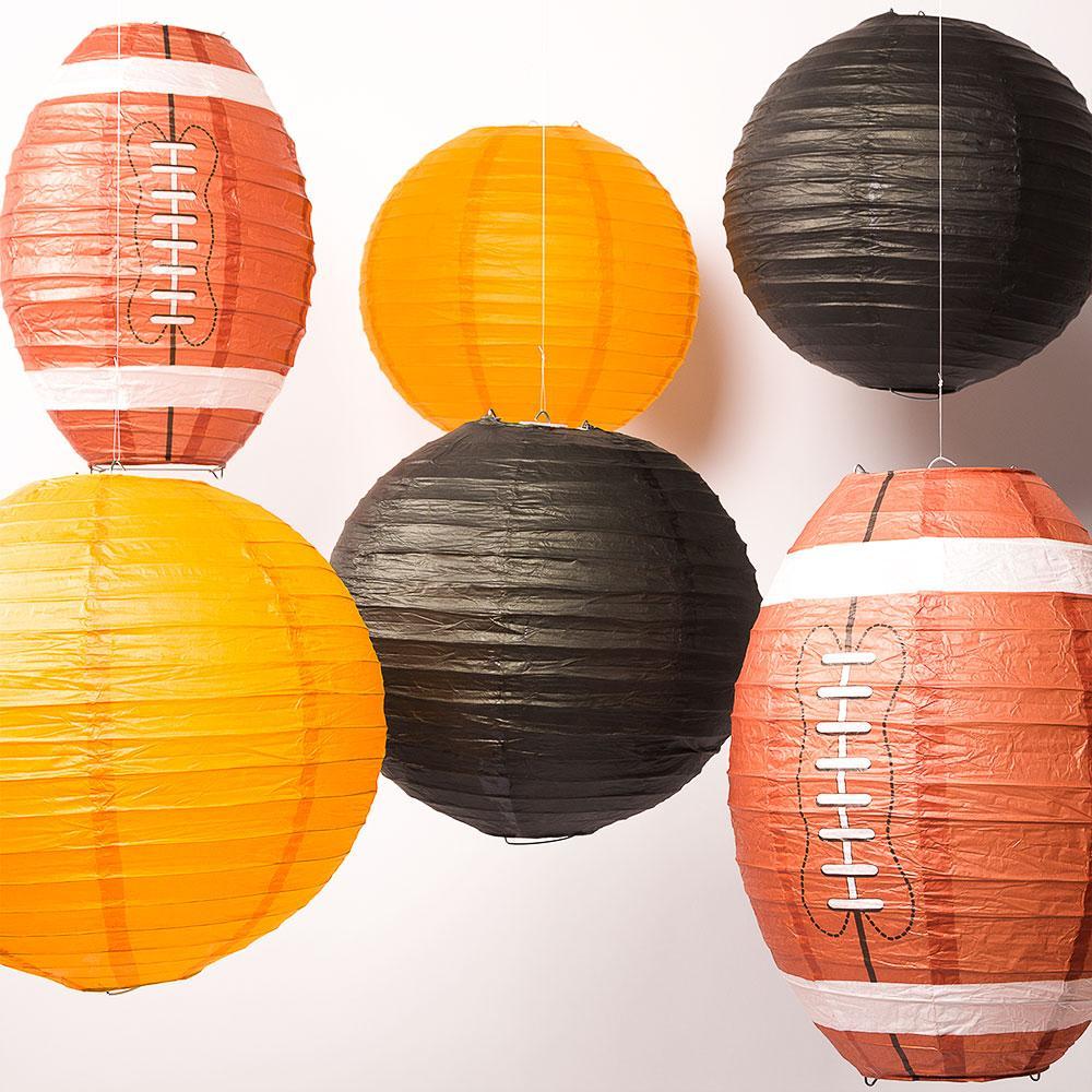 Cincinnati Pro Football Paper Lanterns 6pc Combo Tailgating Party Pack (Orange/Black) - by PaperLanternStore.com - Paper Lanterns, Decor, Party Lights & More