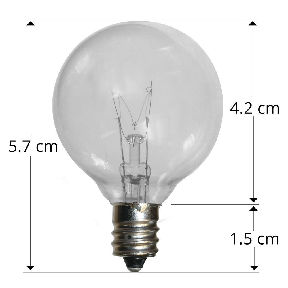 Clear 5-Watt Incandescent G40 Globe Light Bulbs, E12 Base (25 PACK) - PaperLanternStore.com - Paper Lanterns, Decor, Party Lights &amp; More