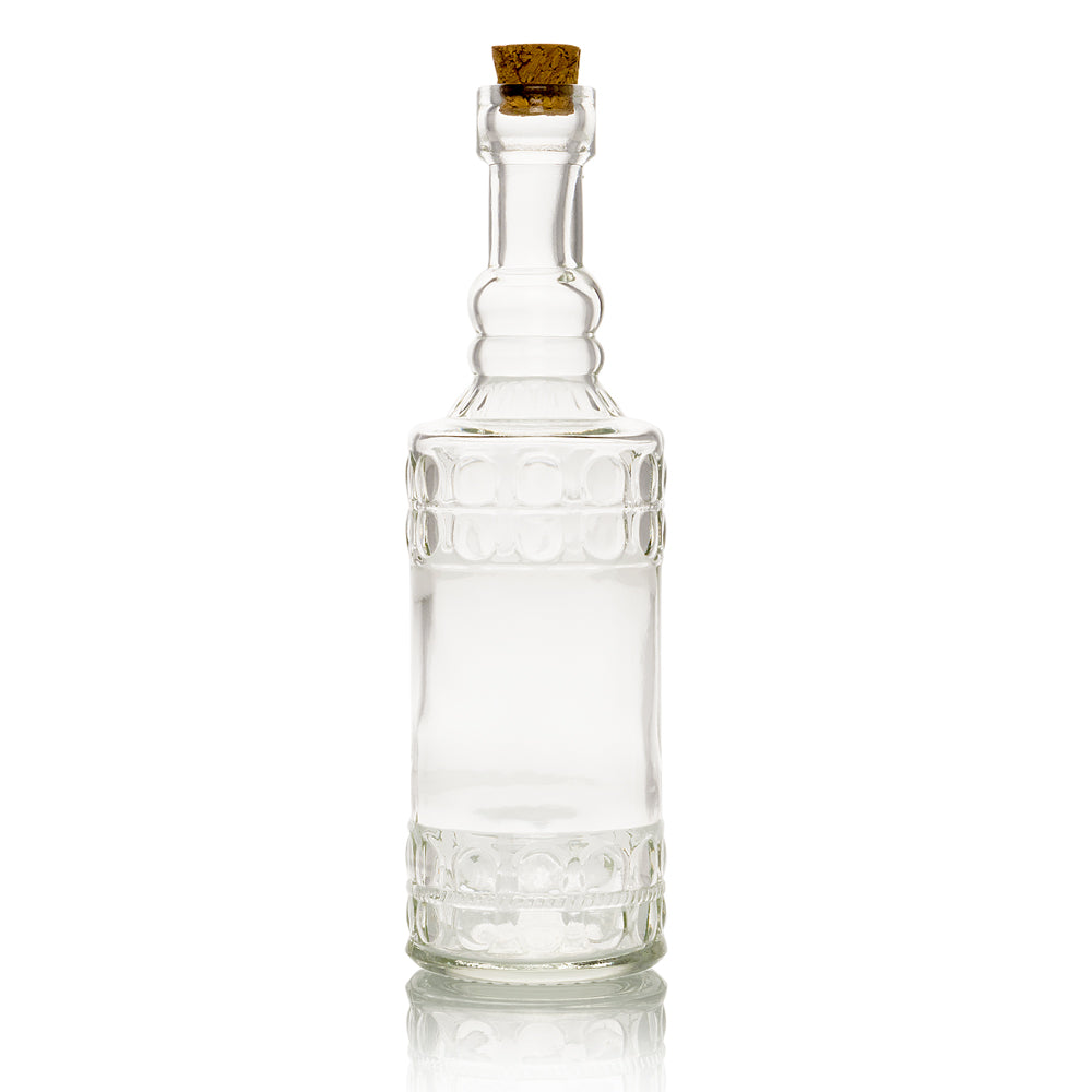 6.6" Calista Clear Vintage Glass Bottle with Cork - DIY Wedding Flower Bud Vases - PaperLanternStore.com - Paper Lanterns, Decor, Party Lights & More
