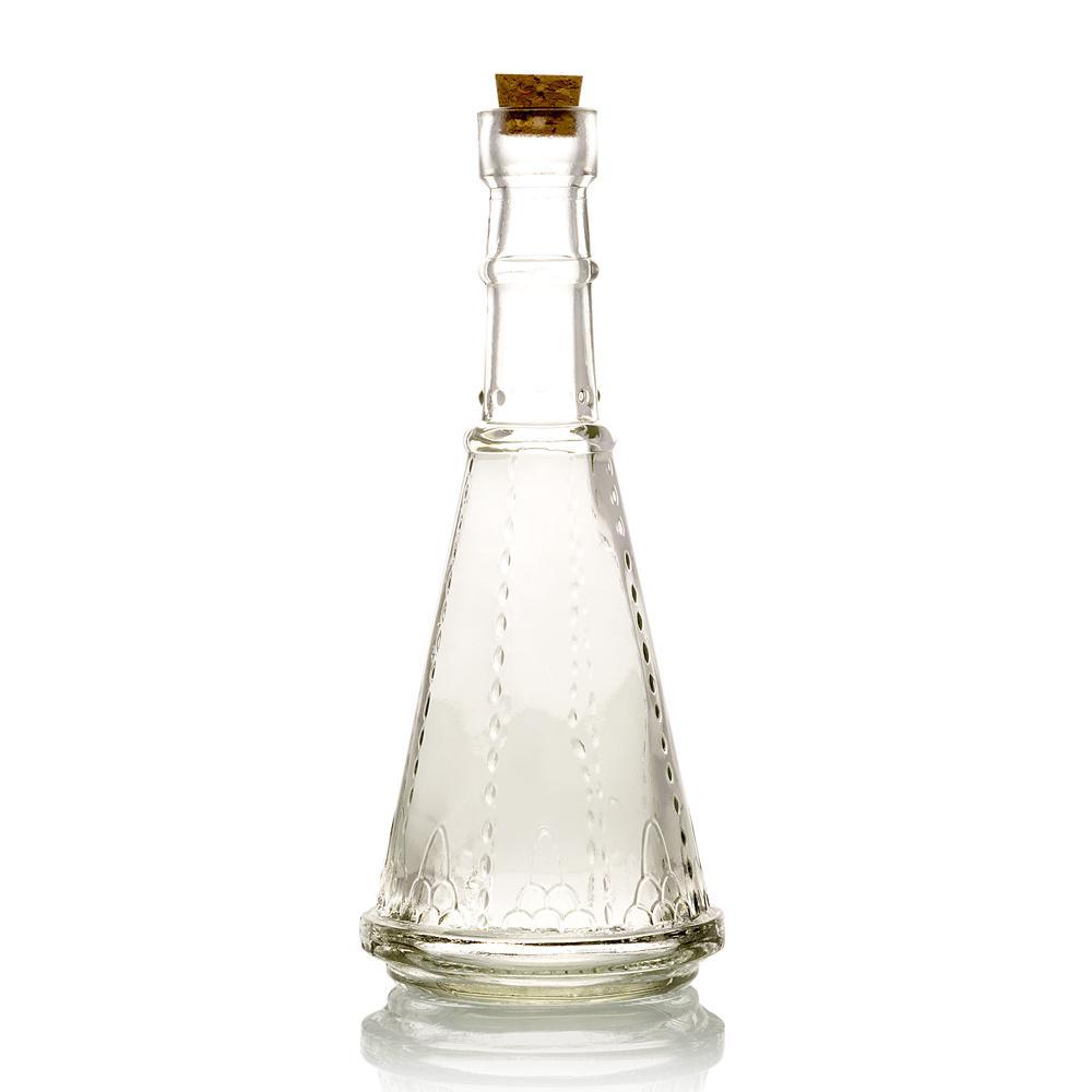 6.6" Marguerite Clear Vintage Glass Bottle with Cork - DIY Wedding Flower Bud Vases - PaperLanternStore.com - Paper Lanterns, Decor, Party Lights & More