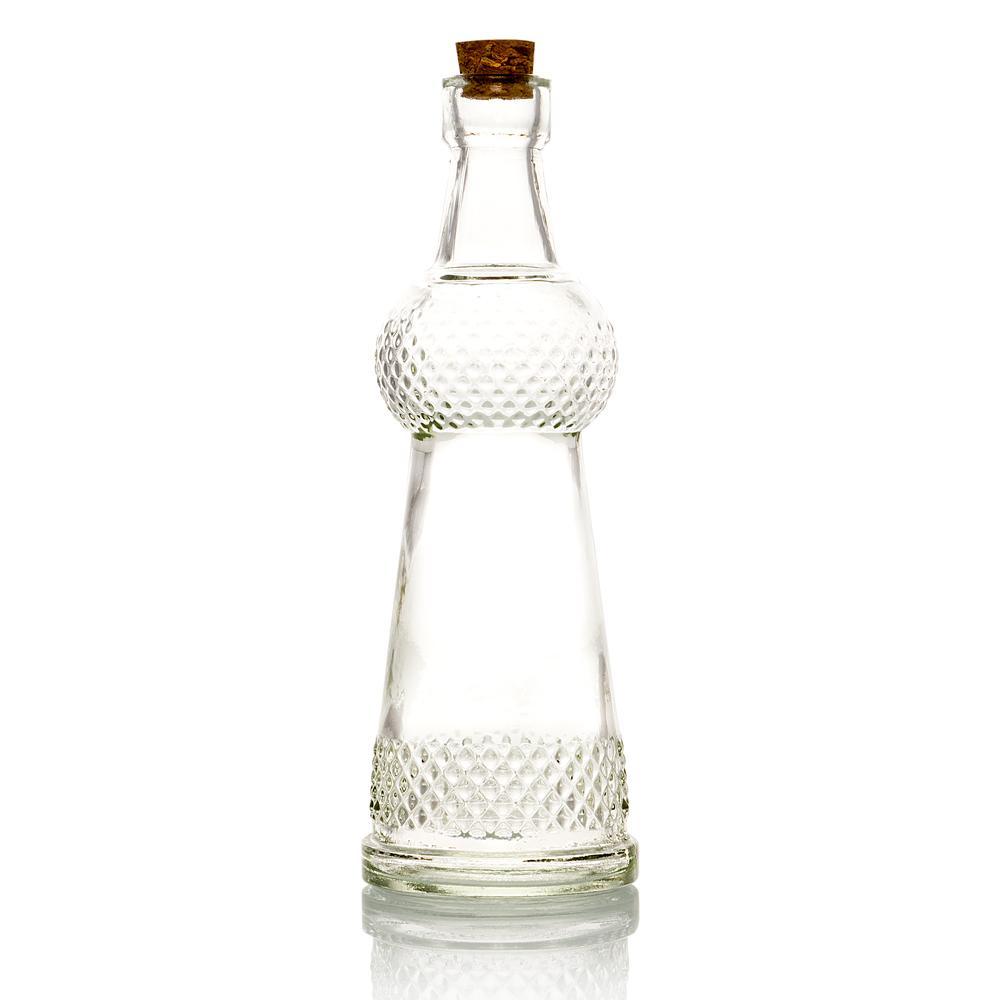 6.6" Savannah Clear Vintage Glass Bottle with Cork - DIY Wedding Flower Bud Vases - PaperLanternStore.com - Paper Lanterns, Decor, Party Lights & More