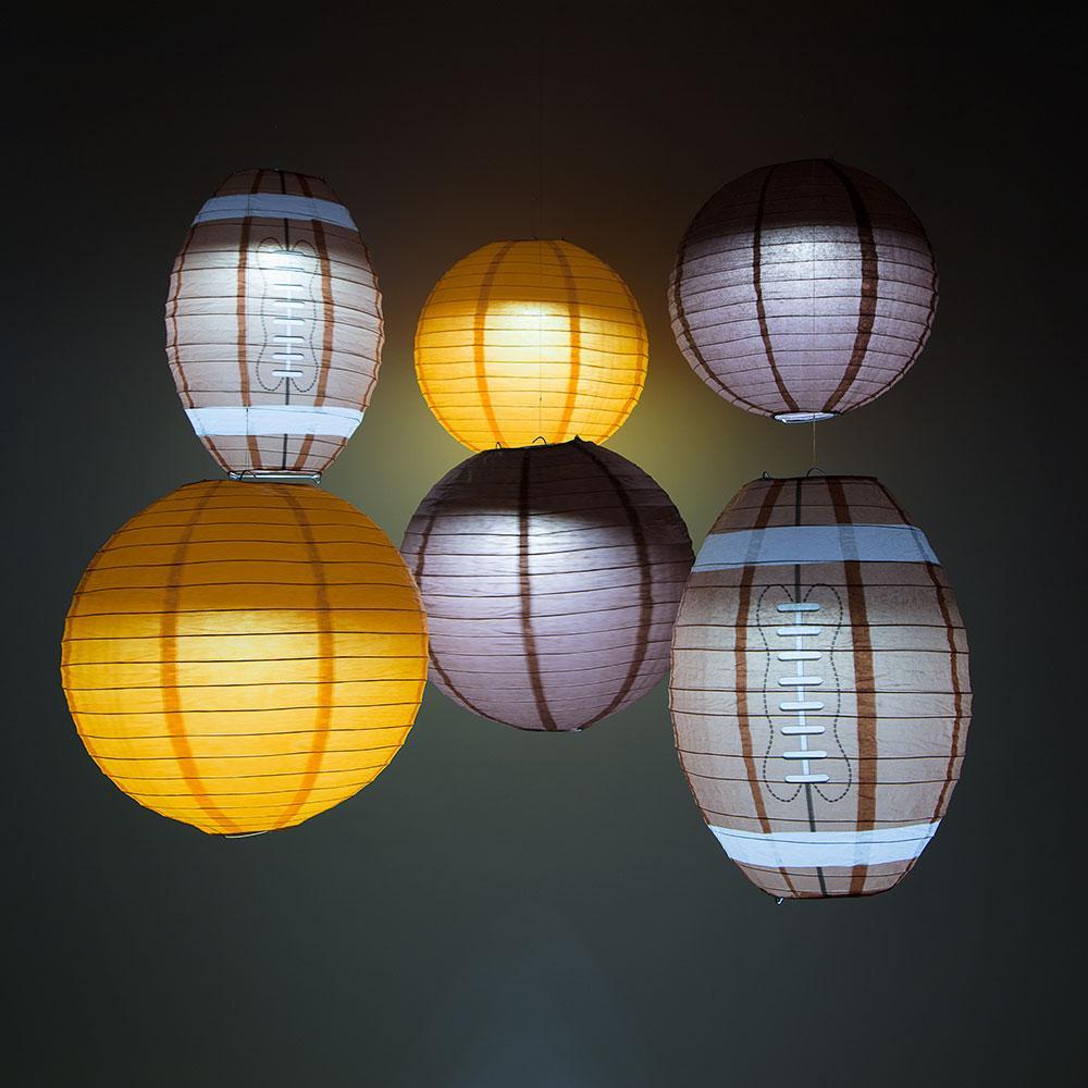 Cleveland Pro Football Paper Lanterns 6pc Combo Tailgating Party Pack (Brown/Orange) - by PaperLanternStore.com - Paper Lanterns, Decor, Party Lights &amp; More