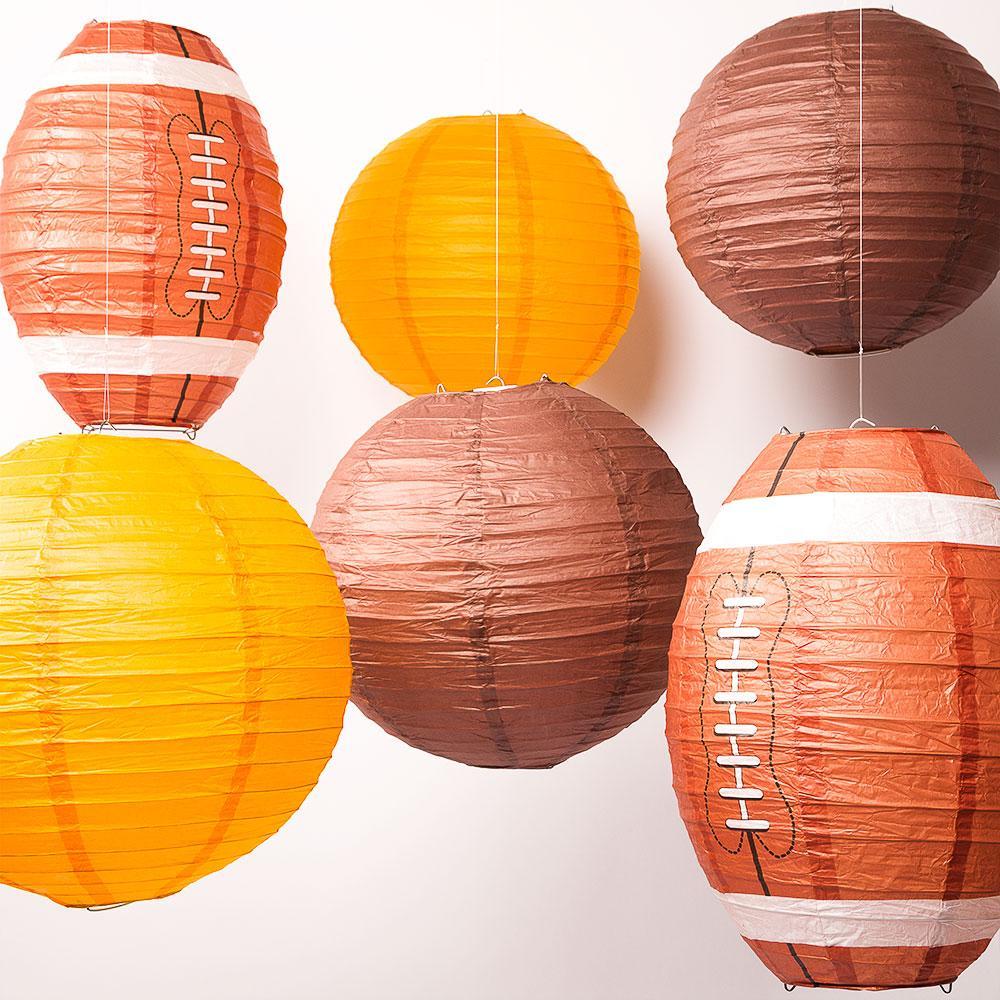 Cleveland Pro Football Paper Lanterns 6pc Combo Tailgating Party Pack (Brown/Orange) - by PaperLanternStore.com - Paper Lanterns, Decor, Party Lights & More