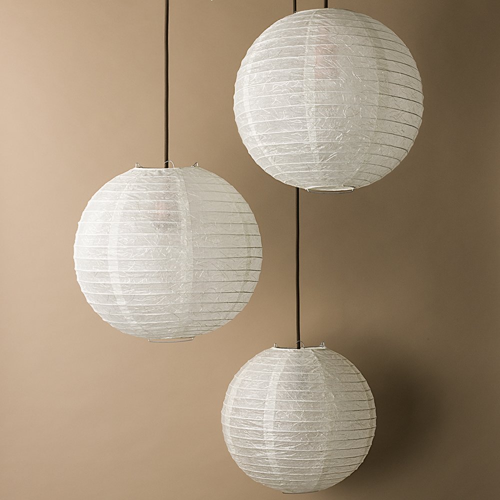 BULK PACK (3) 12&quot; Phoenix Feather Japanese Kozo Unryu Fibrous Paper Lantern Shade, Hanging Decoration - PaperLanternStore.com - Paper Lanterns, Decor, Party Lights &amp; More