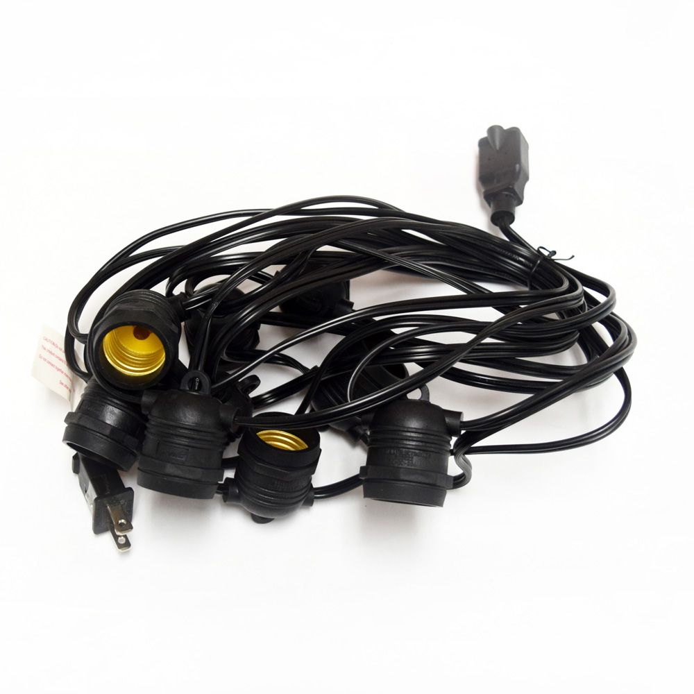 10 Socket Outdoor Commercial String Light Set, Shatterproof LED Light Bulbs Cool White, 21 FT Black Cord, Weatherproof - PaperLanternStore.com - Paper Lanterns, Decor, Party Lights & More