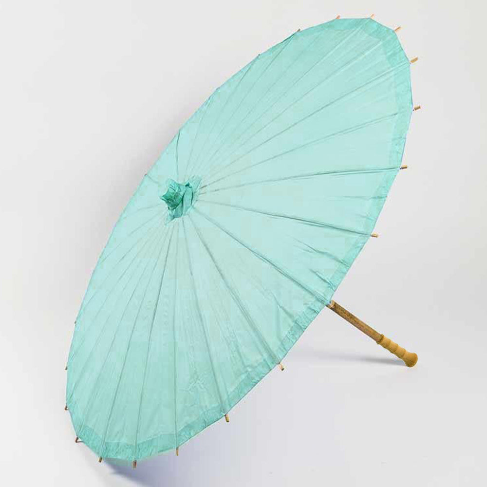 32&quot; Cool Mint Green Paper Parasol Umbrella with Elegant Handle