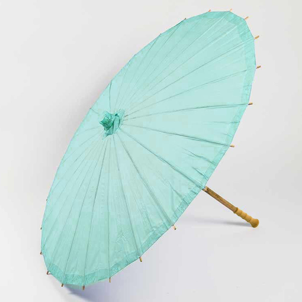 BULK PACK (6-Pack) 32&quot; Cool Mint Green Paper Parasol Umbrella with Elegant Handle