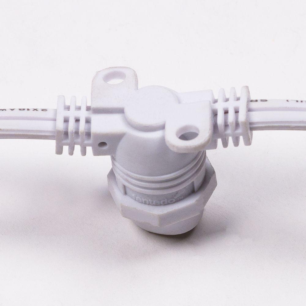 BLOWOUT 50 Socket Outdoor Commercial String Light Set, Clear Globe Bulbs, 54 FT White Cord w/ E12 C7 Base, Weatherproof