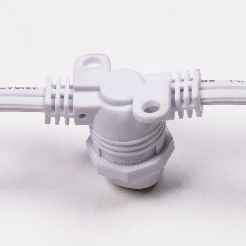 (Cord Only) 50 Socket Outdoor Commercial DIY String Light 54 FT White Cord w/ E12 C7 Base, Weatherproof - PaperLanternStore.com - Paper Lanterns, Decor, Party Lights &amp; More