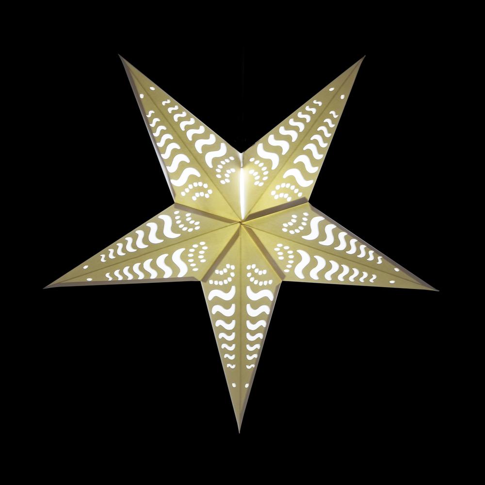 Illuminated White Tidal Waves Cordless Lighted Star Lantern, Battery Powered Omni360 Combo Kit - PaperLanternStore.com - Paper Lanterns, Decor, Party Lights & More