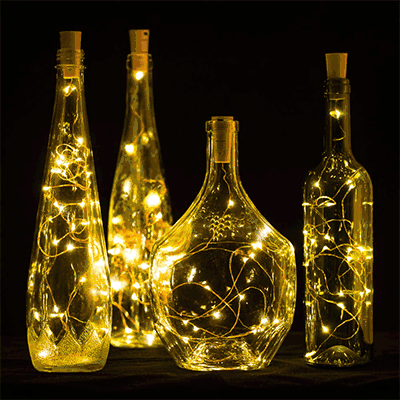 3 Ft 20 Super Bright Warm White LED Battery Operated Wine Bottle lights With Cork DIY Fairy String Light For Home Wedding Party Decoration - PaperLanternStore.com - Paper Lanterns, Decor, Party Lights & More