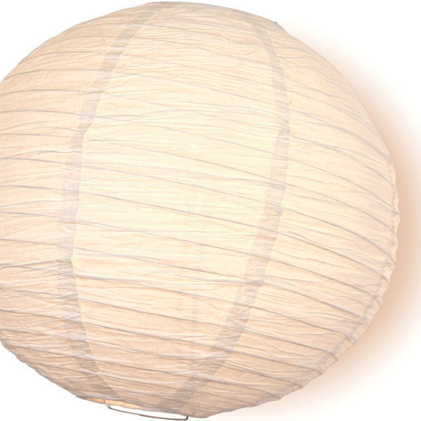 20" White Round Crepe Paper Lantern, Even Ribbing, Chinese Hanging Wedding & Party Decoration