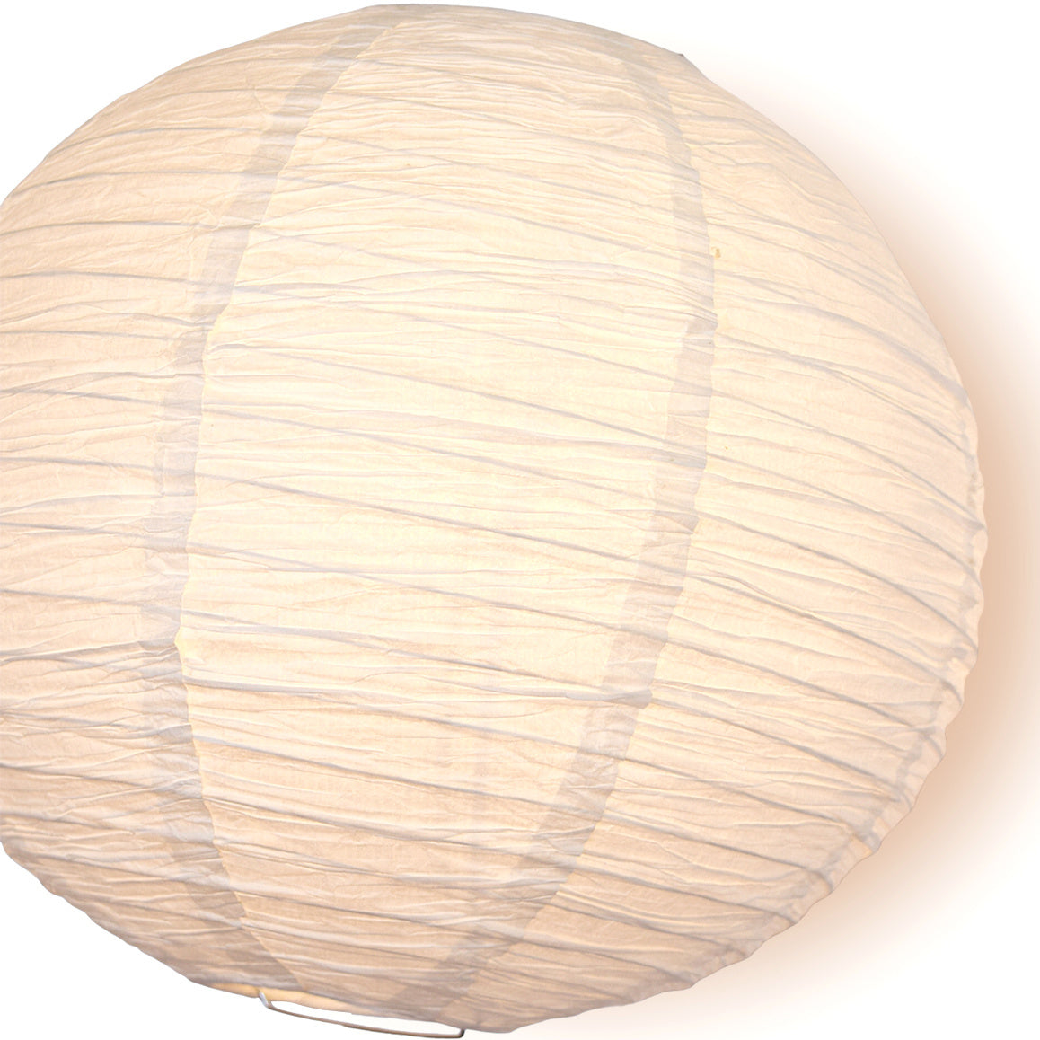 14&quot; White Round Crepe Paper Lantern, Even Ribbing, Chinese Hanging Wedding &amp; Party Decoration
