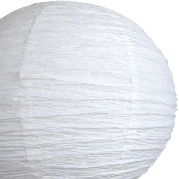 20&quot; White Round Crepe Paper Lantern, Even Ribbing, Chinese Hanging Wedding &amp; Party Decoration