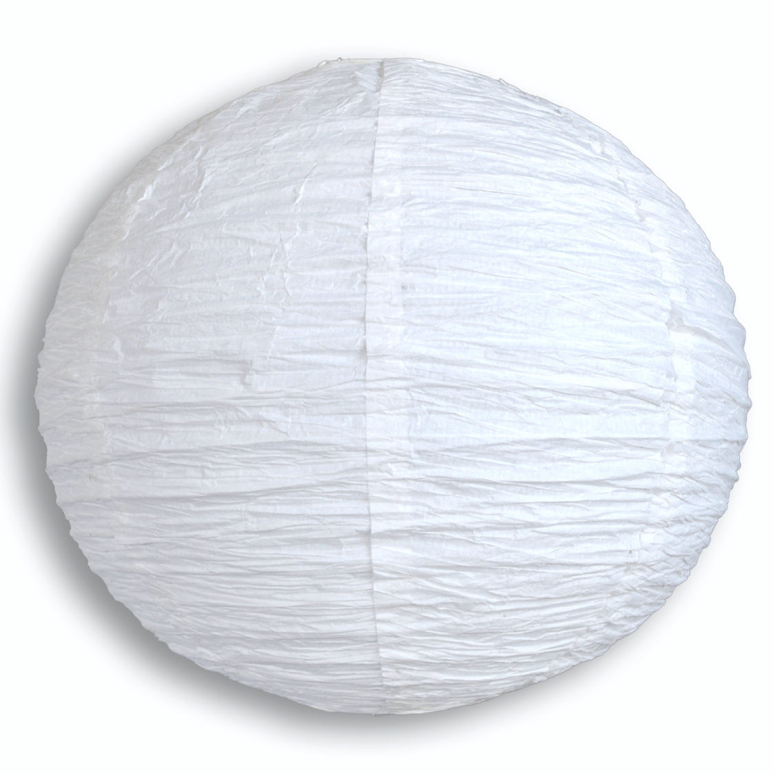 20" White Round Crepe Paper Lantern, Even Ribbing, Chinese Hanging Wedding & Party Decoration