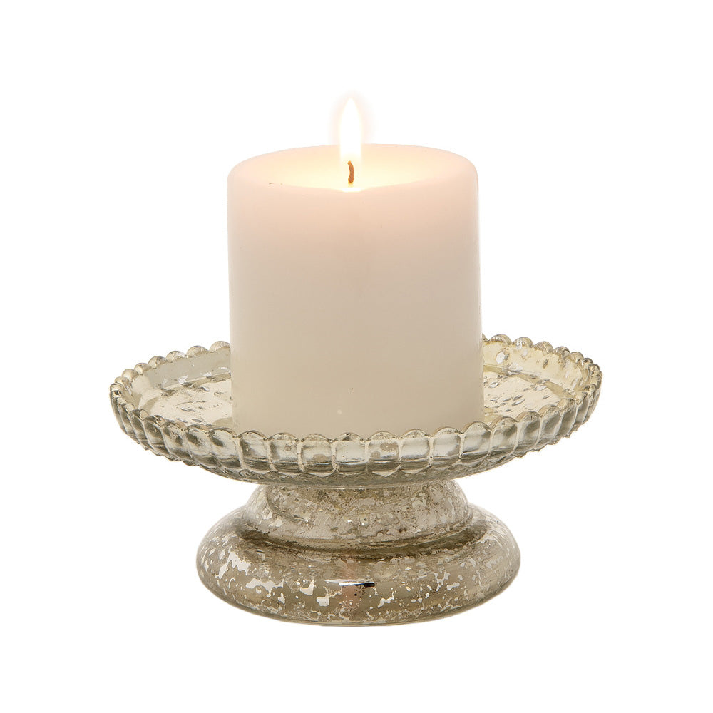 2.5" Silver Anna Mercury Glass Pillar Candle Stand - PaperLanternStore.com - Paper Lanterns, Decor, Party Lights & More