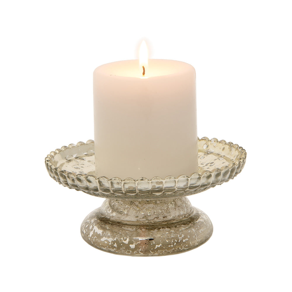 2.5&quot; Silver Anna Mercury Glass Pillar Candle Stand - PaperLanternStore.com - Paper Lanterns, Decor, Party Lights &amp; More