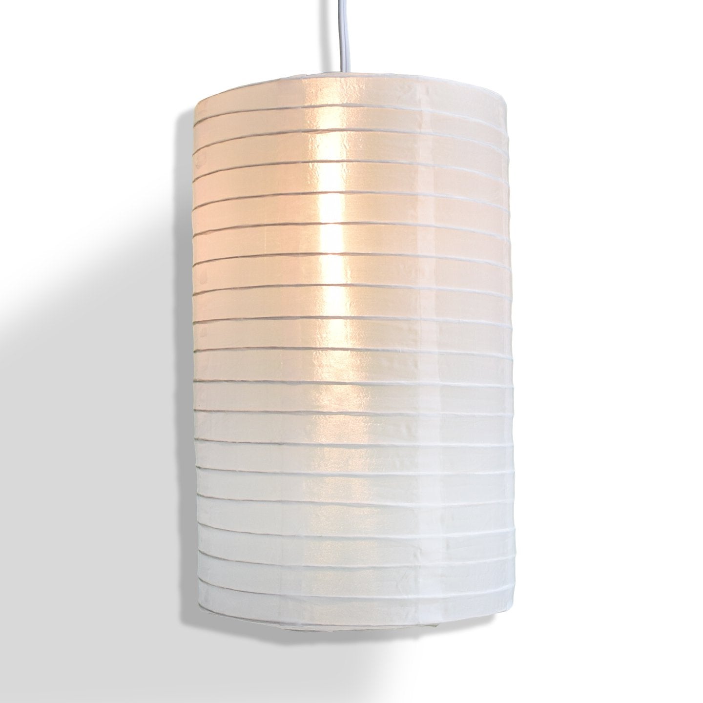 White Cylinder Shimmering Nylon Lantern, 14-inch x 20-inch