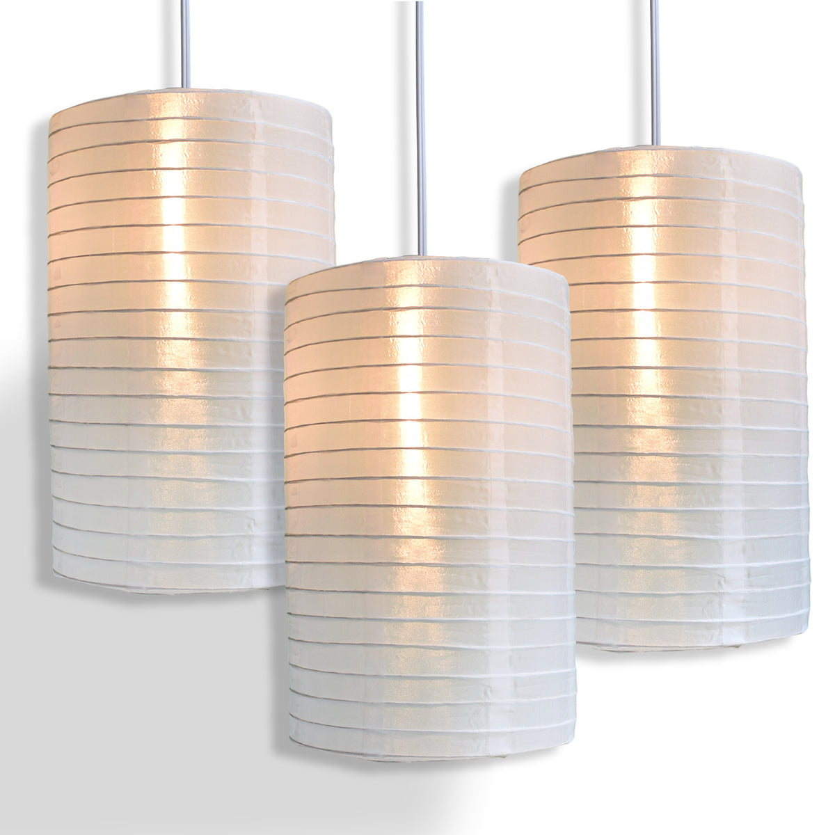 3-PACK | 8&quot; White Cylinder Nylon Lantern - PaperLanternStore.com - Paper Lanterns, Decor, Party Lights &amp; More