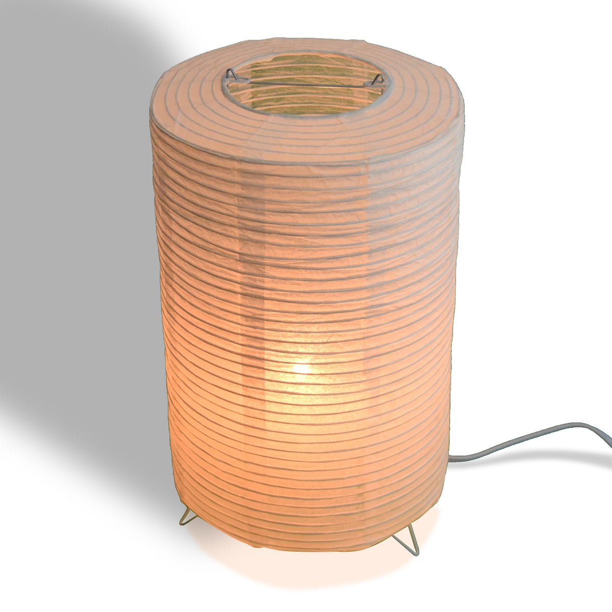 Cylinder Corded Table Top Lantern Lamp Kit w/ Light Bulb, Fine Lines - PaperLanternStore.com - Paper Lanterns, Decor, Party Lights &amp; More