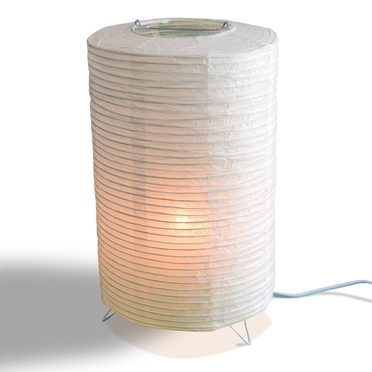 Cylinder Corded Table Top Lantern Lamp Kit w/ Light Bulb, Fine Lines - PaperLanternStore.com - Paper Lanterns, Decor, Party Lights &amp; More