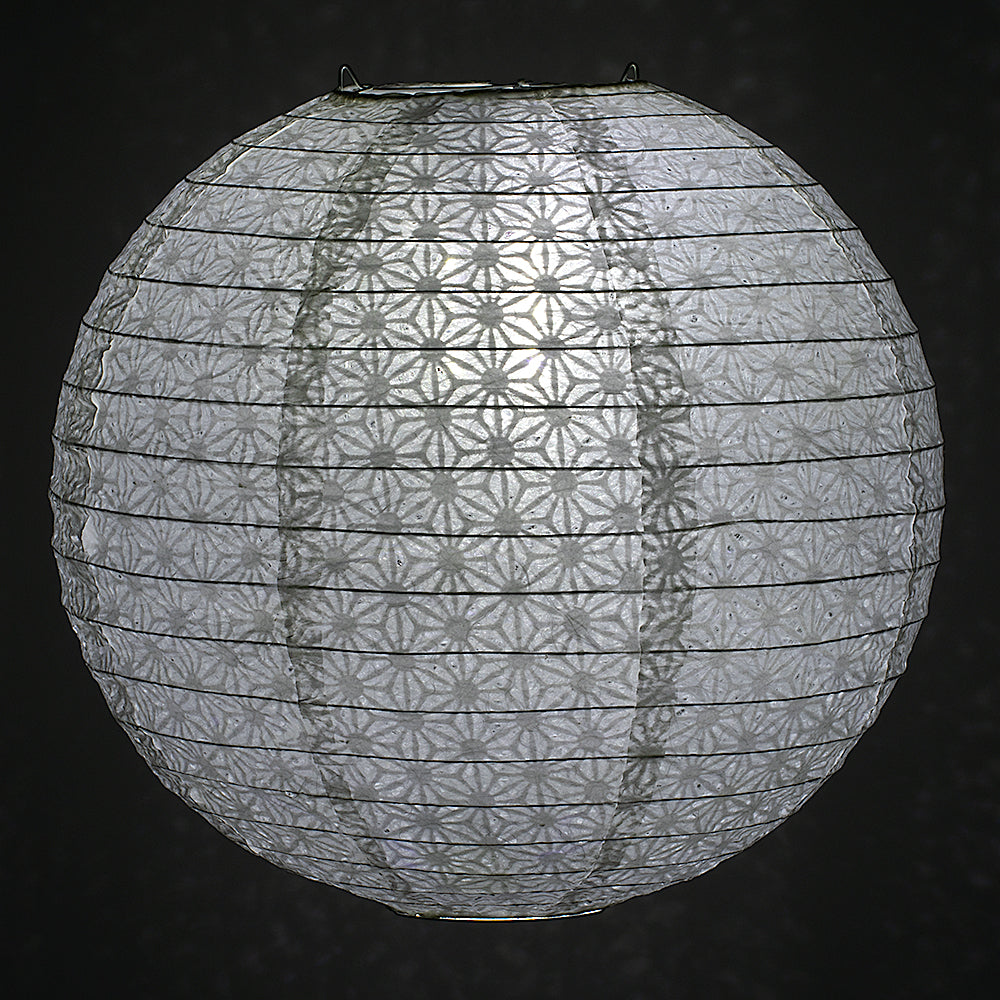 BULK PACK (3) 12&quot; White Daisy Japanese Kozo Unryu Fibrous Paper Lantern Shade, Hanging Decoration - PaperLanternStore.com - Paper Lanterns, Decor, Party Lights &amp; More