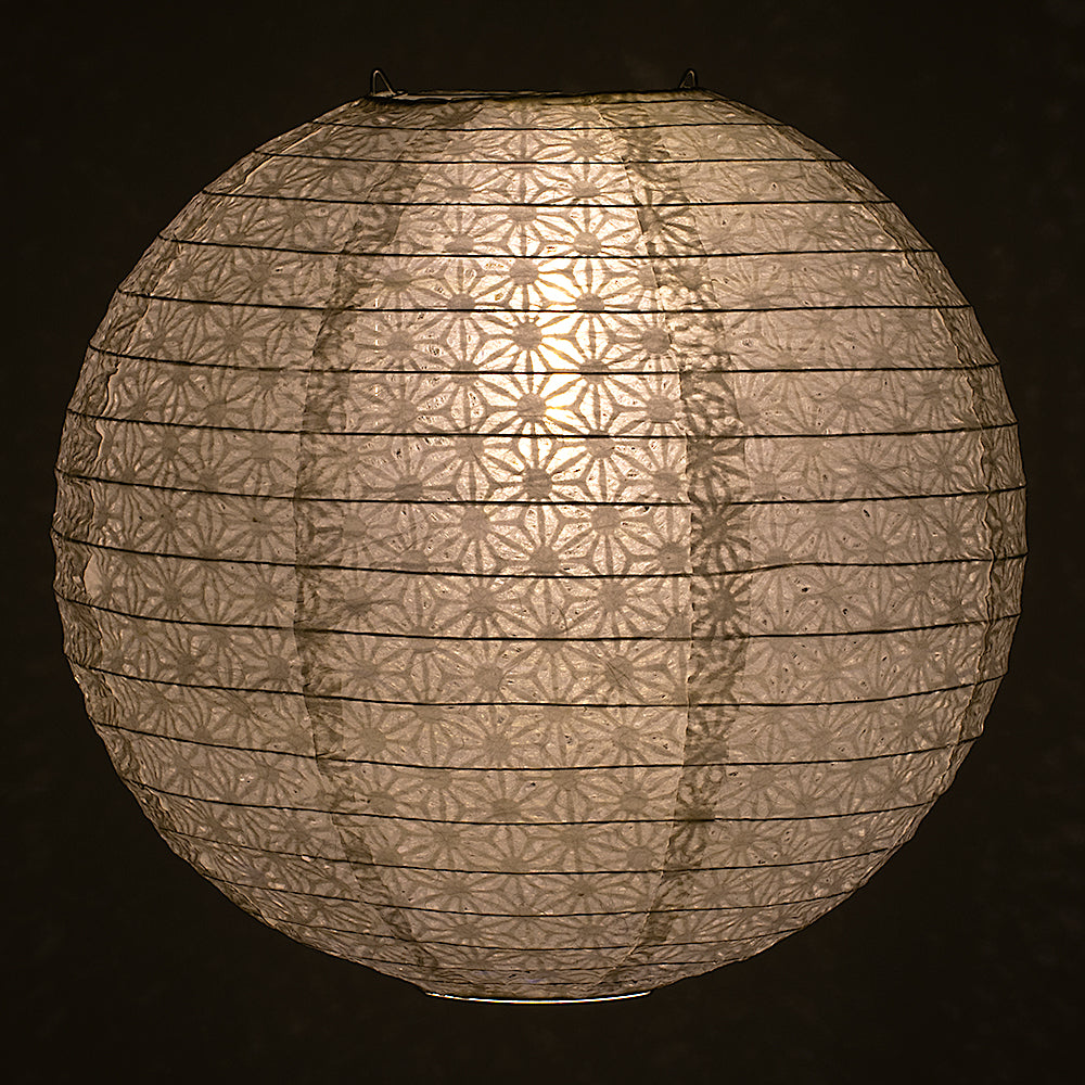 BULK PACK (3) 12&quot; White Daisy Japanese Kozo Unryu Fibrous Paper Lantern Shade, Hanging Decoration - PaperLanternStore.com - Paper Lanterns, Decor, Party Lights &amp; More