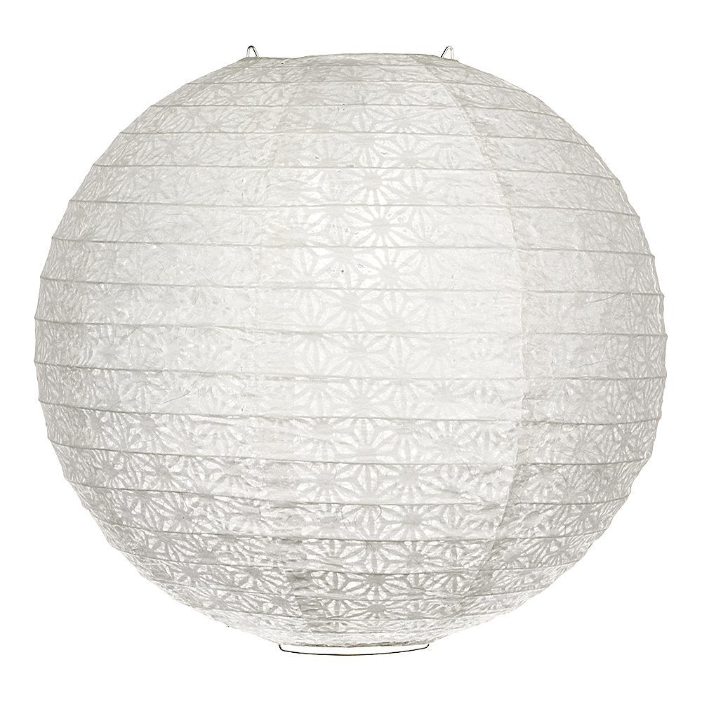 12&quot; White Daisy Japanese Kozo Unryu Fibrous Paper Lantern Shade, Hanging Decoration - PaperLanternStore.com - Paper Lanterns, Decor, Party Lights &amp; More