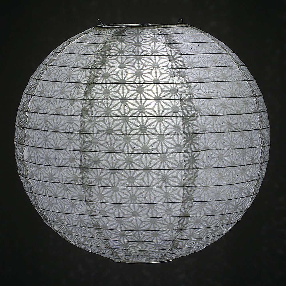 12&quot; White Daisy Japanese Kozo Unryu Fibrous Paper Lantern Shade, Hanging Decoration - PaperLanternStore.com - Paper Lanterns, Decor, Party Lights &amp; More