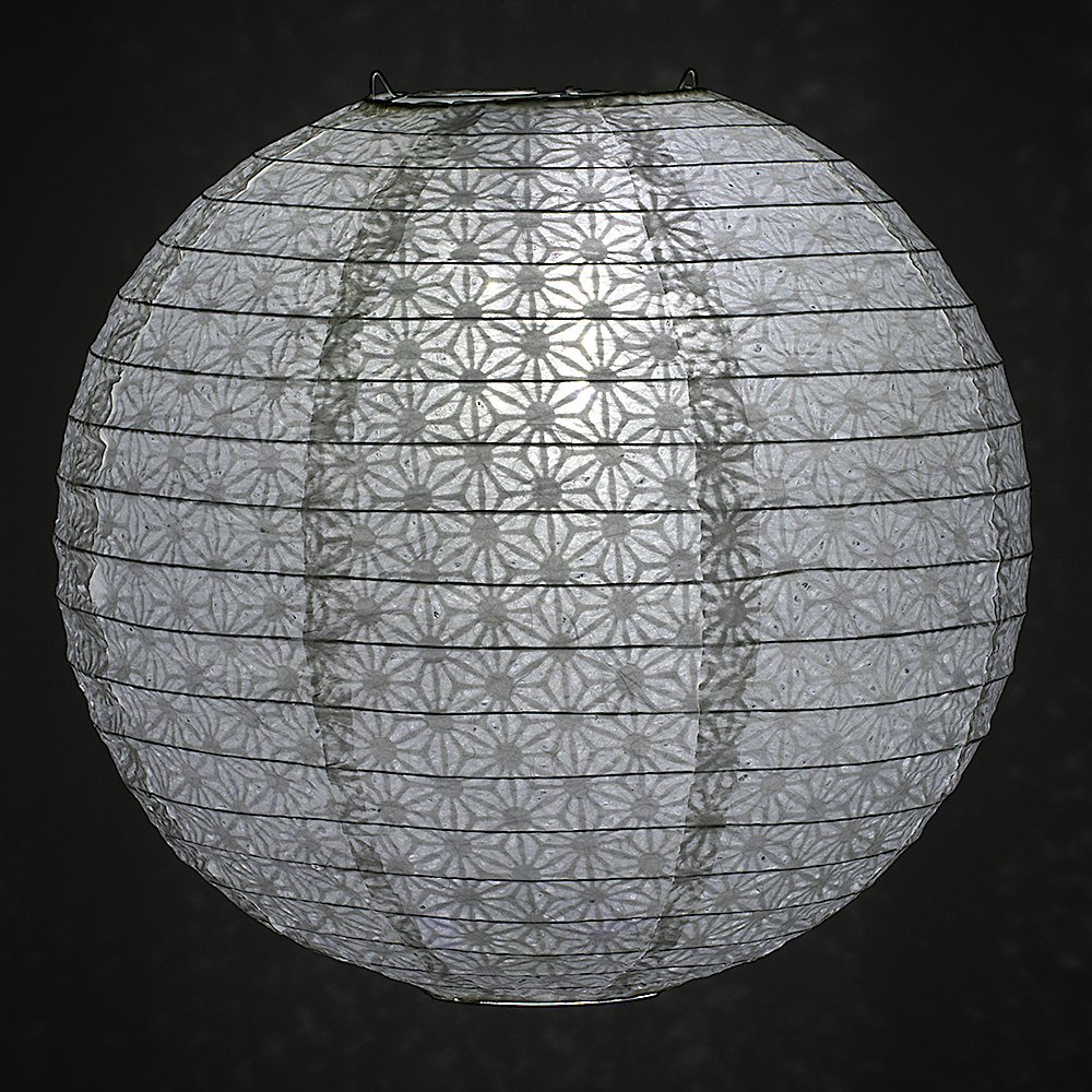12" White Daisy Japanese Kozo Unryu Fibrous Paper Lantern Shade, Hanging Decoration - PaperLanternStore.com - Paper Lanterns, Decor, Party Lights & More
