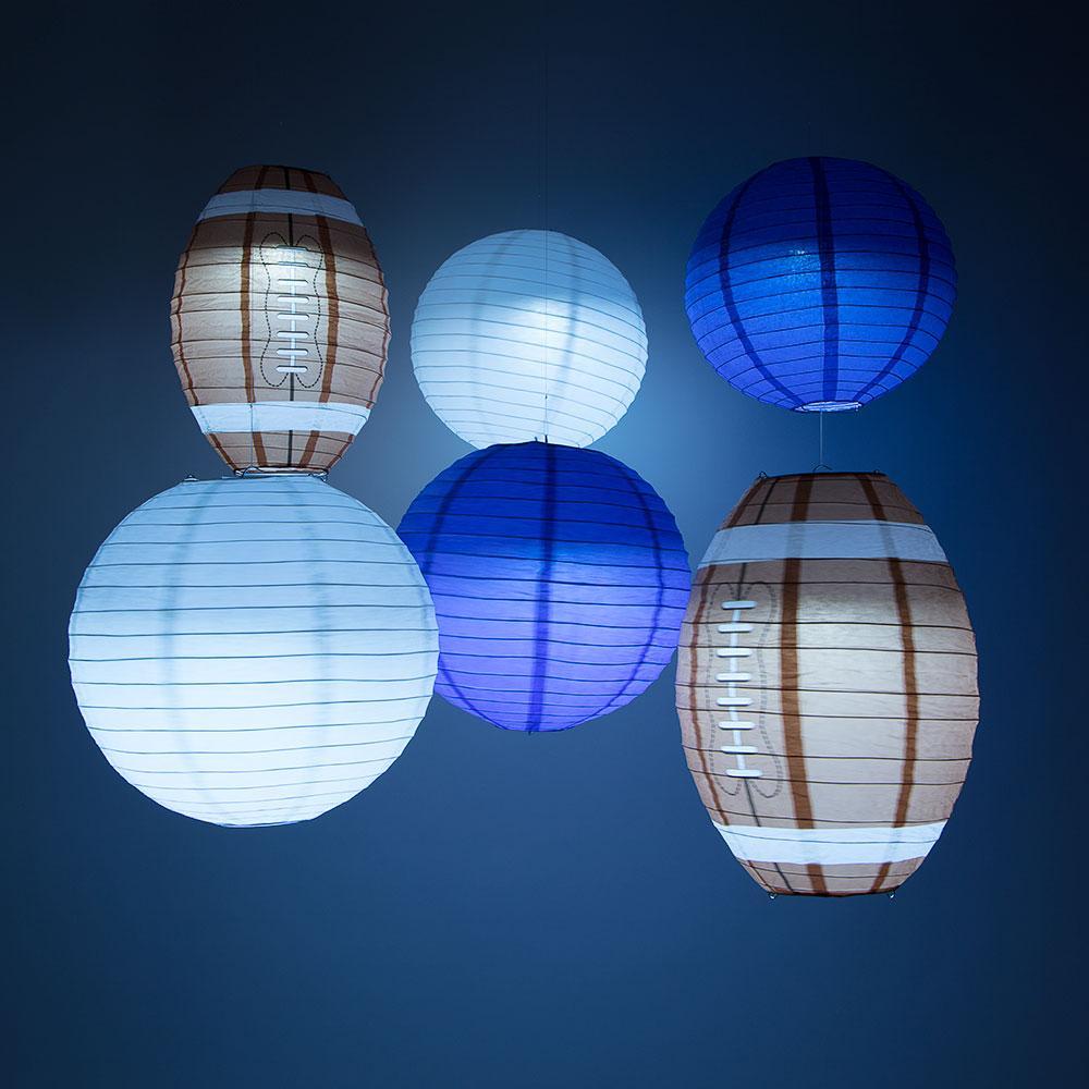Dallas Pro Football Paper Lanterns 6pc Combo Tailgating Party Pack (Blue/White)  - by PaperLanternStore.com - Paper Lanterns, Decor, Party Lights &amp; More