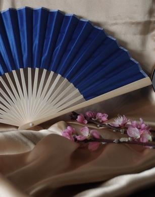 9&quot; Dark Blue Silk Hand Fans for Weddings (10 Pack)