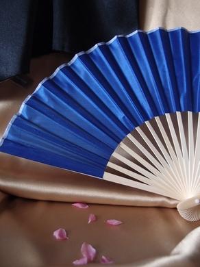 9&quot; Dark Blue Silk Hand Fans for Weddings (10 Pack)