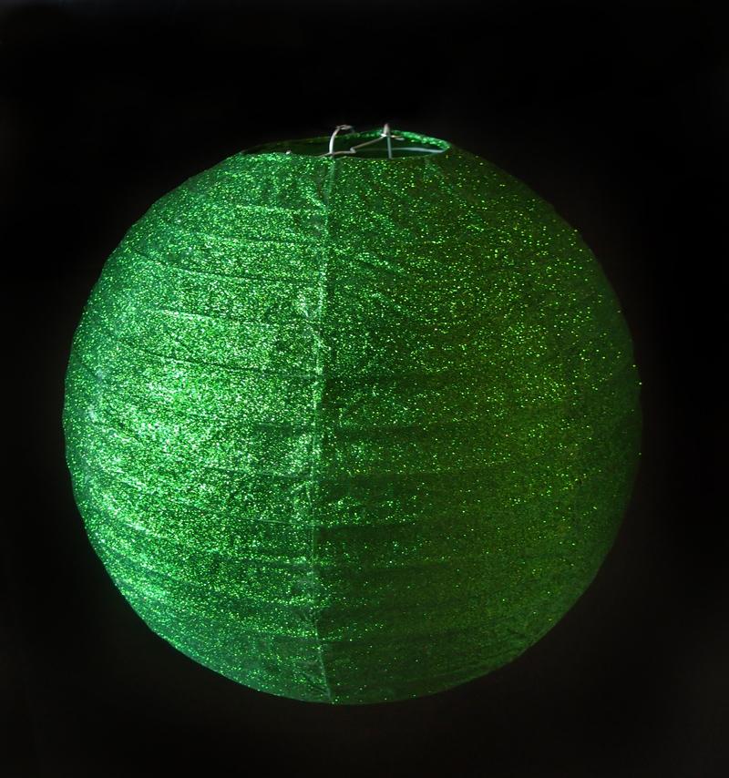 Gold and Green Glitter Holiday Party Pack Even Ribbing Paper Lantern Combo Set (12 pc Set)
