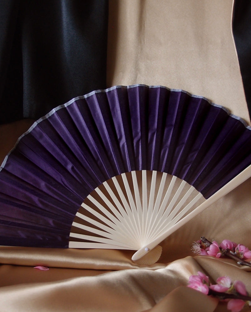 9&quot; Dark Purple Silk Hand Fans for Weddings (10 Pack) - PaperLanternStore.com - Paper Lanterns, Decor, Party Lights &amp; More