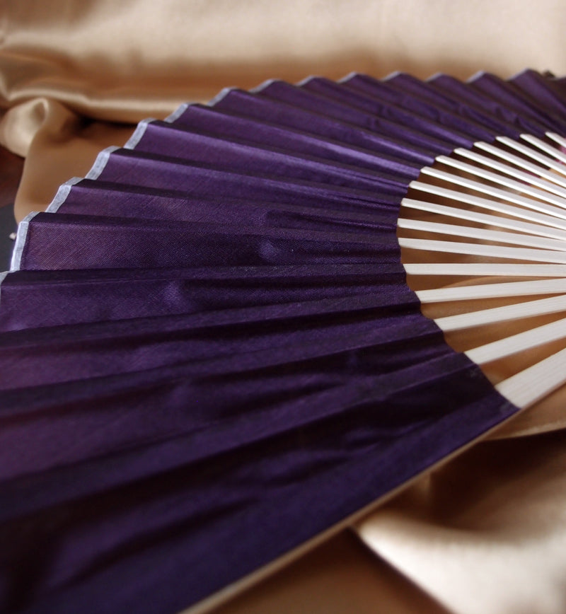 9&quot; Dark Purple Silk Hand Fans for Weddings (10 Pack) - PaperLanternStore.com - Paper Lanterns, Decor, Party Lights &amp; More