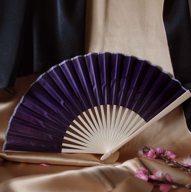 BULK PACK (50) 9&quot; Dark Purple Silk Hand Fans for Weddings - PaperLanternStore.com - Paper Lanterns, Decor, Party Lights &amp; More